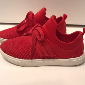 Bright red sneakers!